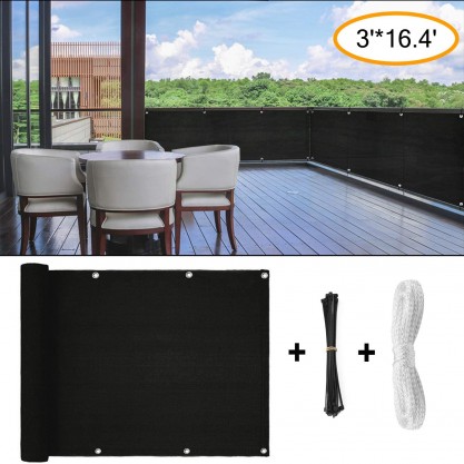  Fence Privacy Screen, 3ft x16ft Mesh Fence Windscreen for Porch Deck, Outdoor, Backyard, Patio, Balcony to Cover Sun Shade, UV-Proof, Weather-Resistant